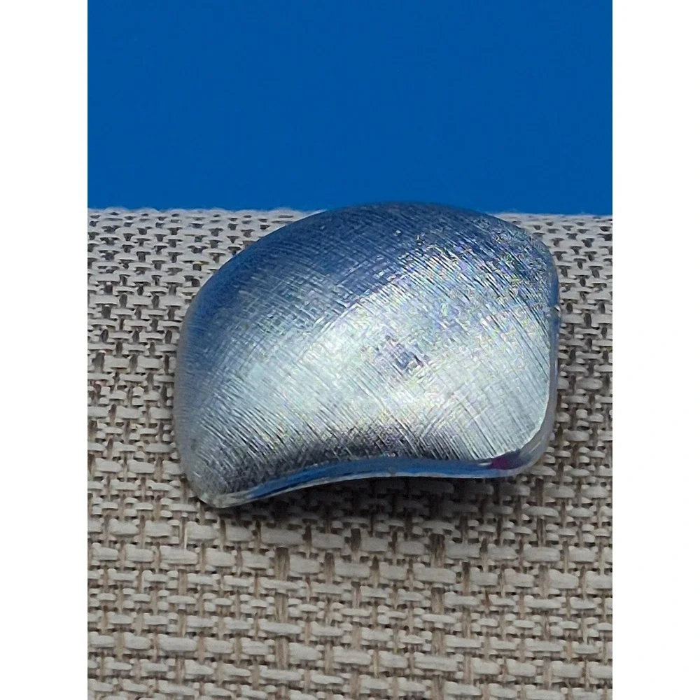 Vintage Western Germany Scarf Clip Silver Tone Brushed Textured Square Domed